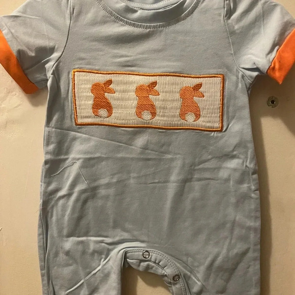 New Smocked Easter Romper - Picture 6 of 9